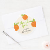 リトルかわいこちゃんオレンジ赤ちゃんシャワーありがとう ラウンドシール (封筒)