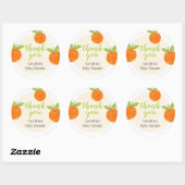 リトルかわいこちゃんオレンジ赤ちゃんシャワーありがとう ラウンドシール (シート)