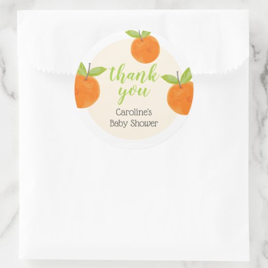 リトルかわいこちゃんオレンジ赤ちゃんシャワーありがとう ラウンドシール (バッグ)