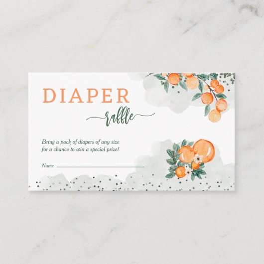 リトルかわいこちゃんオレンジ赤ちゃんシャワーおむつラッフル エンクロージャーカード (正面)
