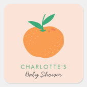 リトルかわいこちゃんオレンジ赤ちゃんシャワースクエアステッカー スクエアシール (正面)