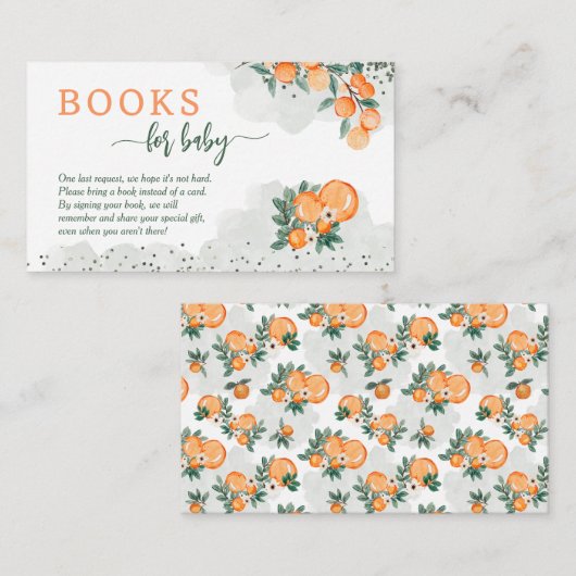 リトルかわいこちゃんオレンジ赤ちゃんシャワーブックリクエスト エンクロージャーカード (正面/裏面)