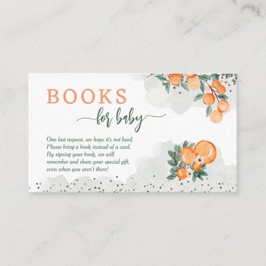 リトルかわいこちゃんオレンジ赤ちゃんシャワーブックリクエスト エンクロージャーカード (正面)