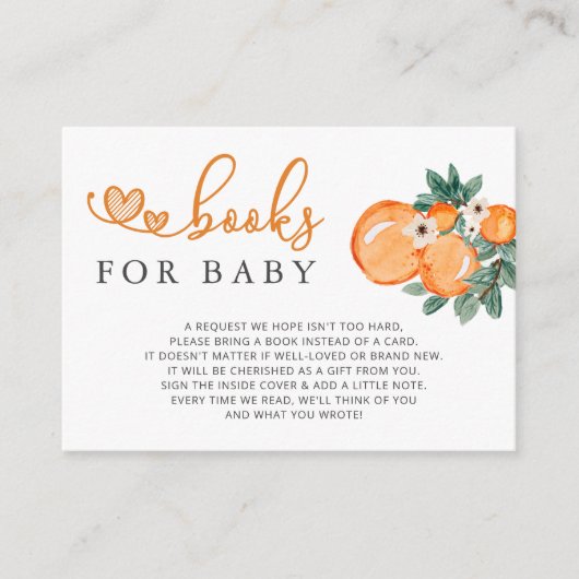 リトルかわいこちゃんオレンジ赤ちゃんシャワー本リクエストEnclo エンクロージャーカード (正面)