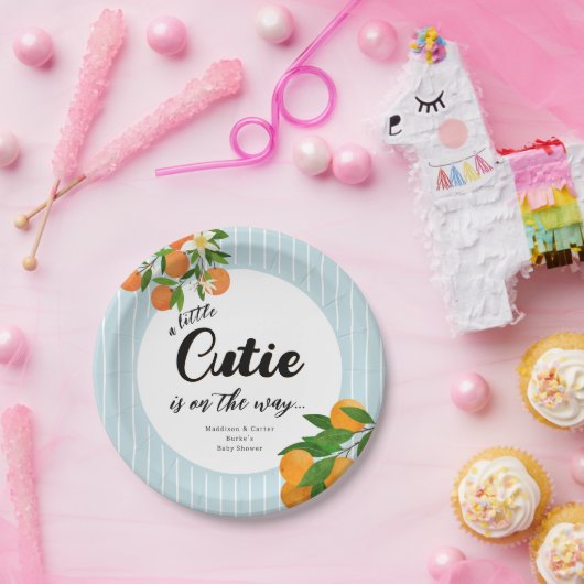リトルかわいこちゃんオレンジ赤ちゃんシャワー – マーケオーガニックット ペーパープレート (パーティー)
