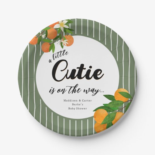 リトルかわいこちゃんオレンジ赤ちゃんシャワー – マーケオーガニックット ペーパープレート (正面)