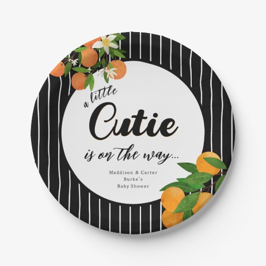 リトルかわいこちゃんオレンジ赤ちゃんシャワー – マーケオーガニックット ペーパープレート (正面)