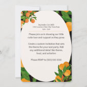 リトルかわいこちゃんオレンジ赤ちゃんシャワー – マーケオーガニックット 招待状 (裏面)