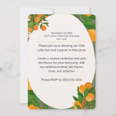 リトルかわいこちゃんオレンジ赤ちゃんシャワー – マーケオーガニックット 招待状 (裏面)