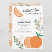 リトルかわいこちゃんオンザウェイオレンジテーマベビーシャワー 招待状 (正面/裏面)