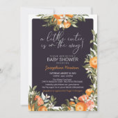 リトルかわいこちゃんオンザウェイオレンジ柑橘系ベビーシャワー 招待状 (正面)