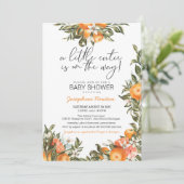 リトルかわいこちゃんオンザウェイオレンジ柑橘系ベビーシャワー 招待状 (スタンド正面)