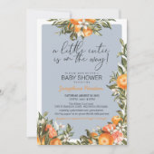 リトルかわいこちゃんオンザウェイオレンジ柑橘系ベビーシャワー 招待状 (正面)