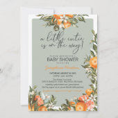 リトルかわいこちゃんオンザウェイオレンジ柑橘系ベビーシャワー 招待状 (正面)