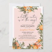 リトルかわいこちゃんオンザウェイオレンジ柑橘系ベビーシャワー 招待状 (正面)