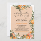 リトルかわいこちゃんオンザウェイオレンジ柑橘系ベビーシャワー 招待状 (正面)