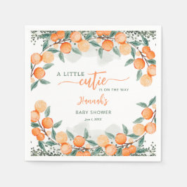 リトルかわいこちゃんオンザウェイオレンジ色のベビーシャワー スタンダードカクテルナプキン