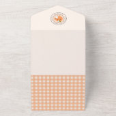 リトルかわいこちゃんオンザウェイ |かわいいオレンジ色の赤ちゃんシャワー オールインワン招待状 (外側)