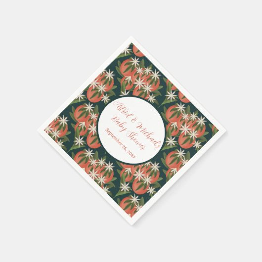 リトルかわいこちゃんクレメンチングリーンニュートラルベビーシャワー スタンダードカクテルナプキン (角)