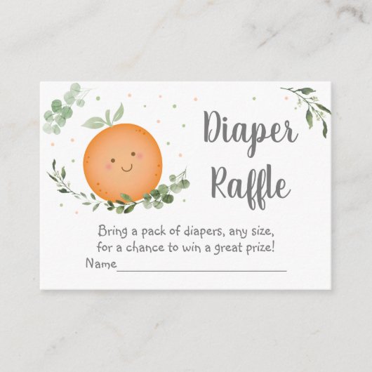 リトルかわいこちゃんクレメンチンベビーシャワーおむつラッフル エンクロージャーカード (正面)