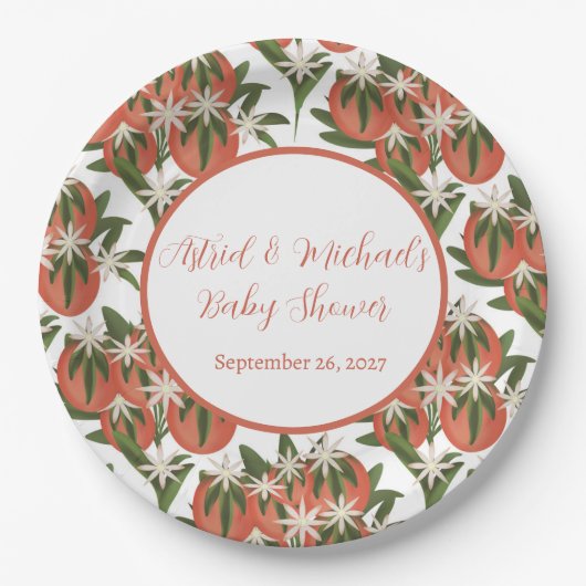 リトルかわいこちゃんクレメンチン | 柑橘系ベビーシャワー ペーパープレート (正面)