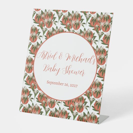 リトルかわいこちゃんクレメンチン | 柑橘系ベビーシャワー 台座サイン (正面)