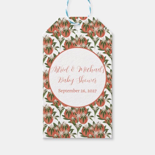 リトルかわいこちゃんクレメンチン | 柑橘類テーマベビーシャワー ギフトタグ (正面)