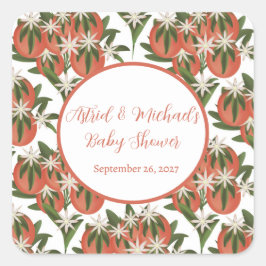 リトルかわいこちゃんクレメンチン | 柑橘類テーマベビーシャワー スクエアシール