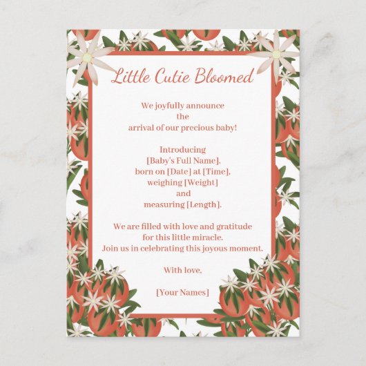 リトルかわいこちゃんクレメンチン |柑橘類テーマ誕生 案内ポストカード (正面)