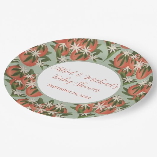 リトルかわいこちゃんクレメンティンセージ中性ベビーシャワー ペーパープレート (アングル)