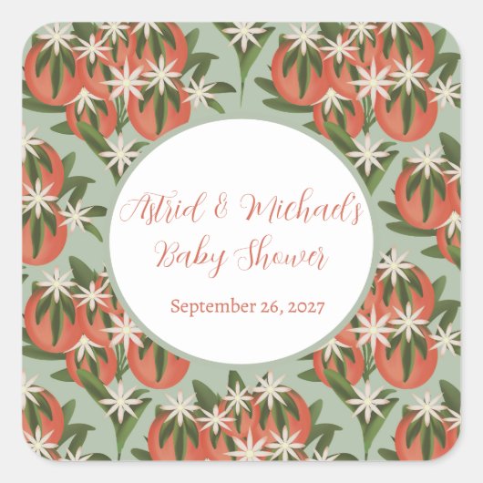 リトルかわいこちゃんクレメンティンセージ | 柑橘系ベビーシャワー スクエアシール (正面)