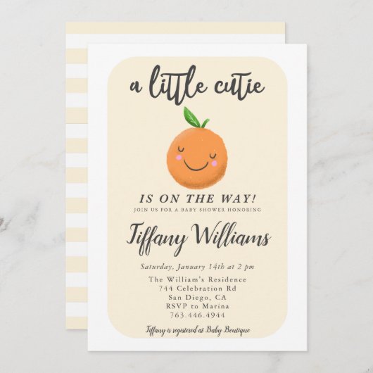 リトルかわいこちゃんクレメンテ男女兼用ィンベビーシャワー 招待状 (正面/裏面)