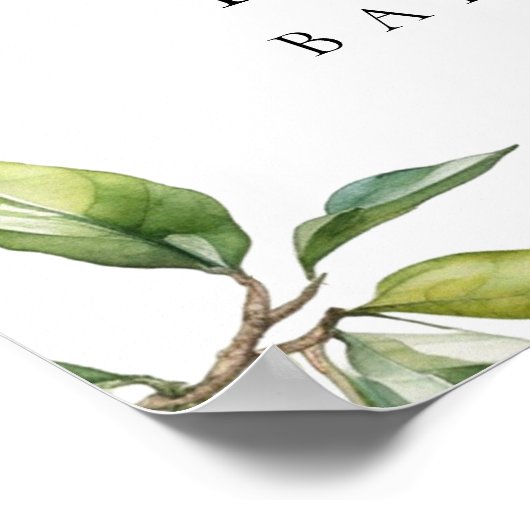 リトルかわいこちゃんグリーンリーオレンジベイビーシャワーウェルカム ポスター (角)