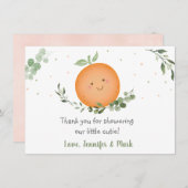 リトルかわいこちゃんグリーンリーベビーシャワーありがとう サンキューカード (正面/裏面)