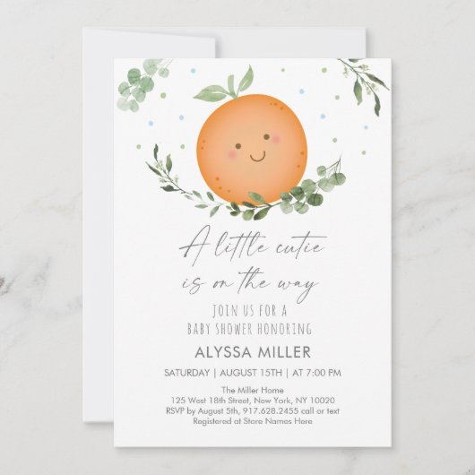 リトルかわいこちゃんグリーンリーベビーシャワー 招待状 (正面)