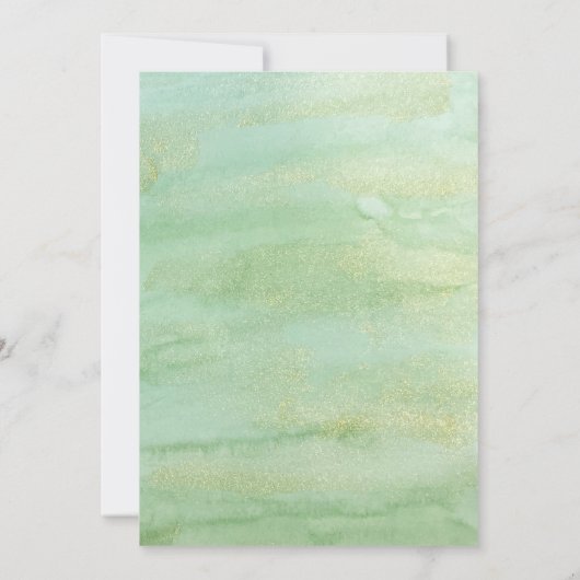 リトルかわいこちゃんグリーン金ゴールドファースト誕生日 招待状 (裏面)