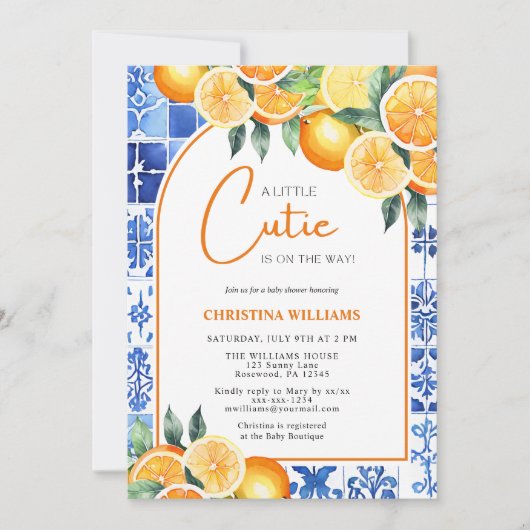 リトルかわいこちゃんサマー男女兼用ベビーシャワー 招待状 (正面)