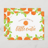 リトルかわいこちゃんシトラスオレンジクレメンチンベビーシャワー サンキューカード (正面/裏面)