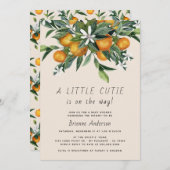 リトルかわいこちゃんシトラスオレンジニュートラルベビーシャワー 招待状 (正面/裏面)