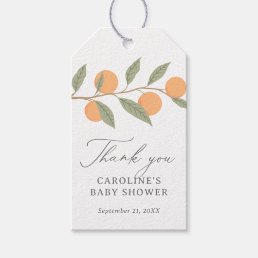 リトルかわいこちゃんシトラスベビーシャワーメッセージカード ギフトタグ (正面)