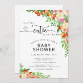 リトルかわいこちゃんシトラスボタニカルオレンジベビーシャワー 招待状 (正面/裏面)