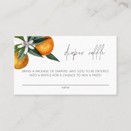 リトルかわいこちゃんシトラス赤ちゃんシャワーおむつラッフルカード プレイスカード (正面)