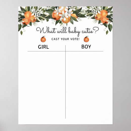 リトルかわいこちゃんジェンダーが投票サインを明らかにする ポスター (正面)