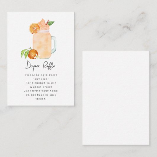 リトルかわいこちゃんスムージー赤ちゃんシャワーおむつラッフル エンクロージャーカード (正面/裏面)