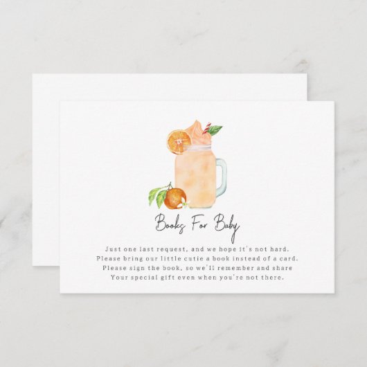 リトルかわいこちゃんスムージー赤ちゃんシャワーブックリクエスト エンクロージャーカード (正面/裏面)
