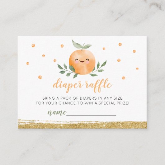 リトルかわいこちゃんセージ緑おむつラッフルベビーシャワー エンクロージャーカード (正面)