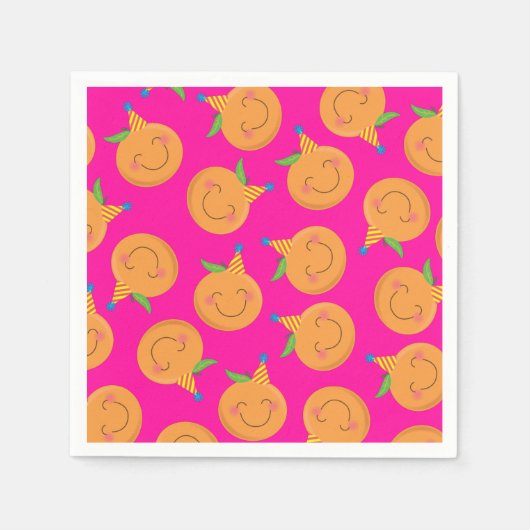 リトルかわいこちゃんタンジェリンバースデーパーティナプキンス スタンダードカクテルナプキン (正面)