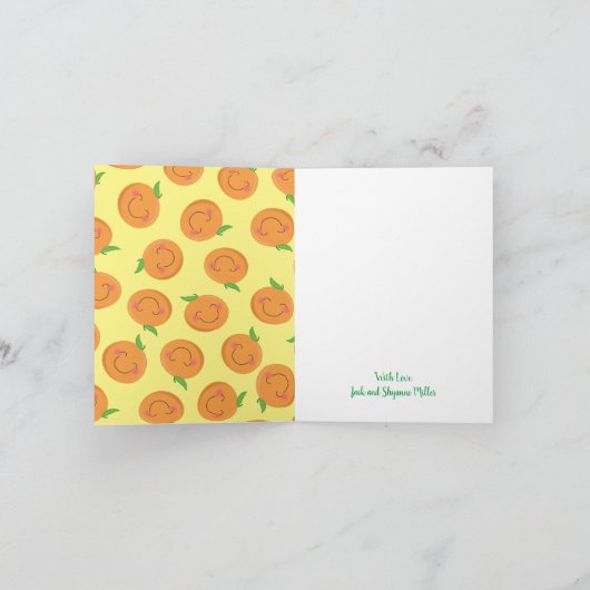 リトルかわいこちゃんタンジェリンベビーシャワー男女兼用 サンキューカード (内部)