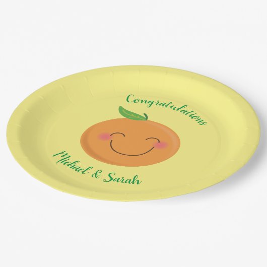 リトルかわいこちゃんタンジェリンベビーシャワー男女兼用 ペーパープレート (アングル)