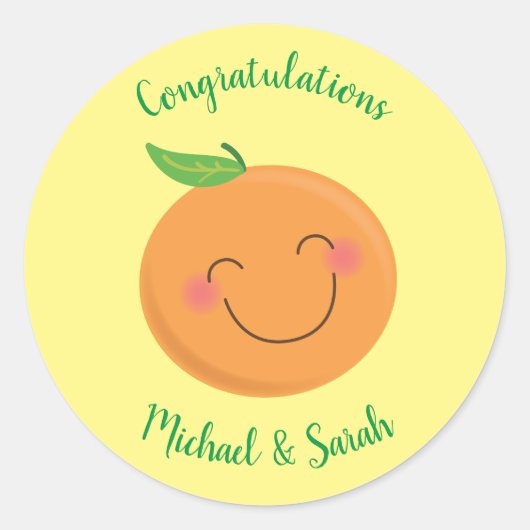 リトルかわいこちゃんタンジェリンベビーシャワー男女兼用 ラウンドシール (正面)